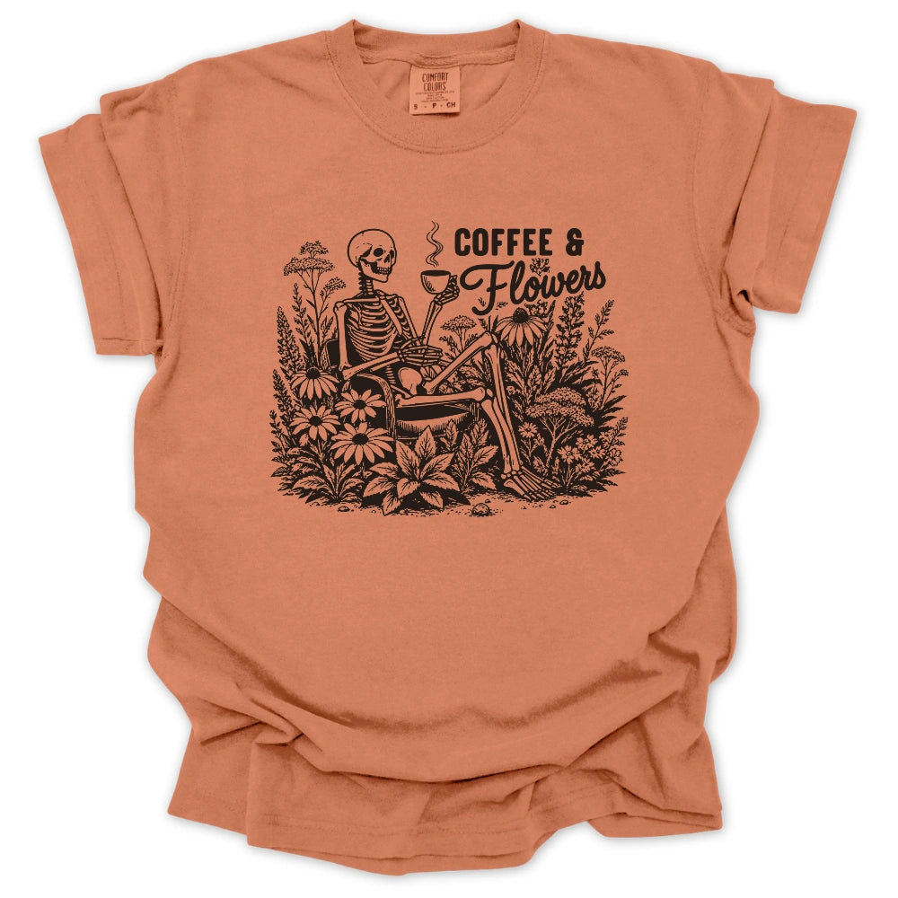 Coffee & Flowers Skeleton T-shirt