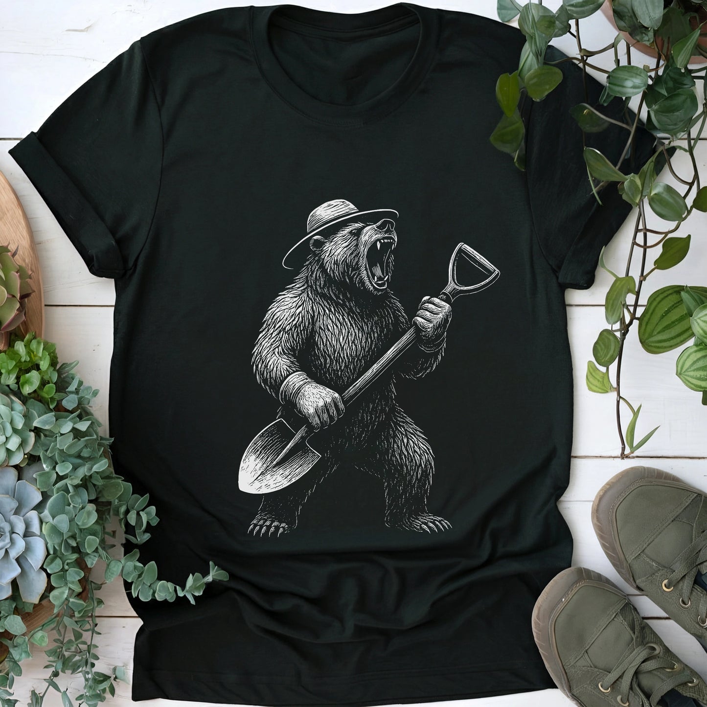 Gardening Bear Rock T-shirt