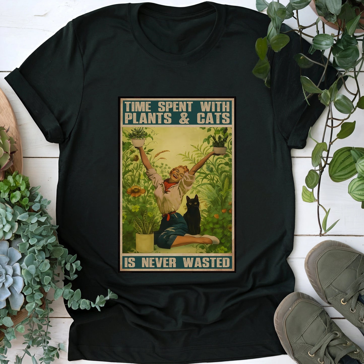 Spend Time With Plants & Cats T-shirt