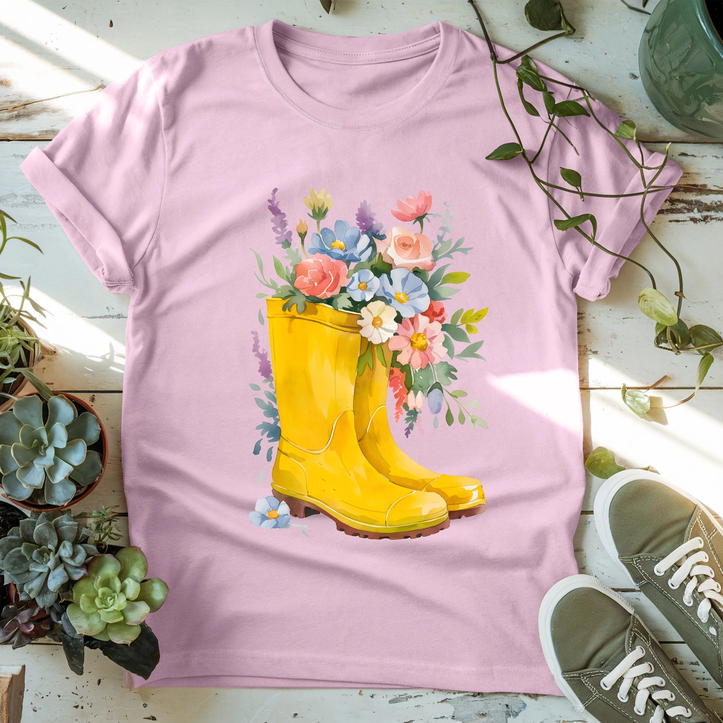 Floral Gardening Boots T-shirt