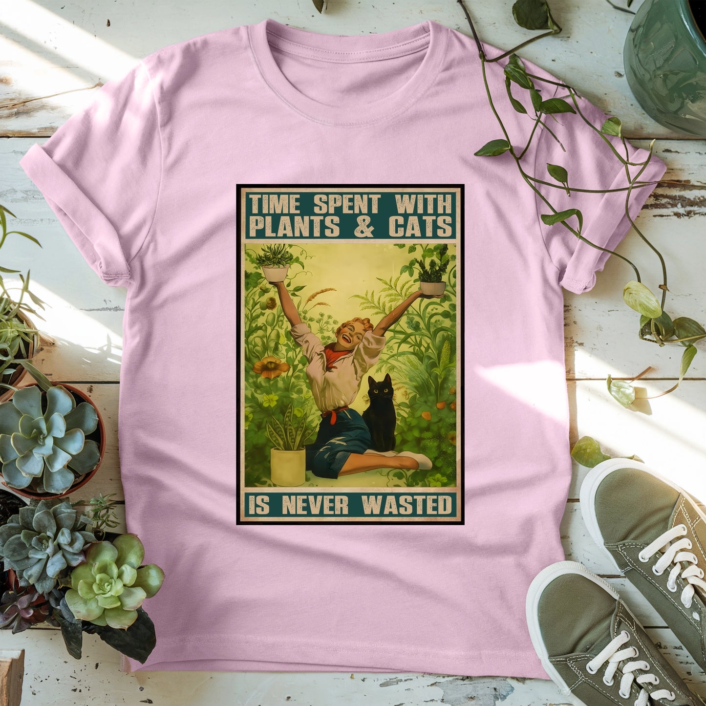 Spend Time With Plants & Cats T-shirt