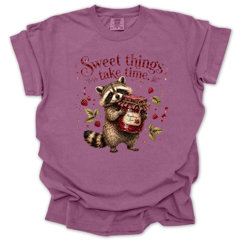 Sweet Things Take Time Jam Raccoon T-shirt