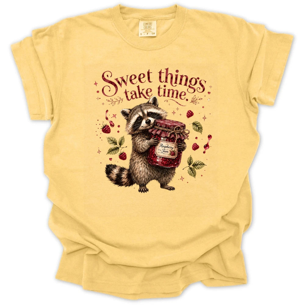 Sweet Things Take Time Jam Raccoon T-shirt