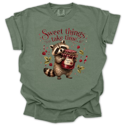 Sweet Things Take Time Jam Raccoon T-shirt