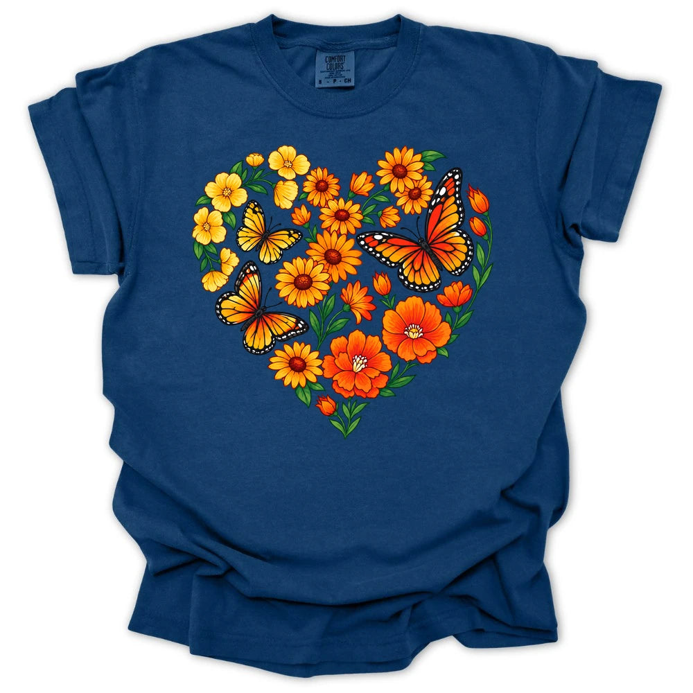 Butterfly Garden Heart T-shirt