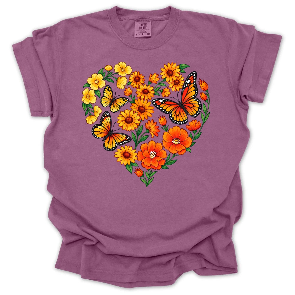 Butterfly Garden Heart T-shirt