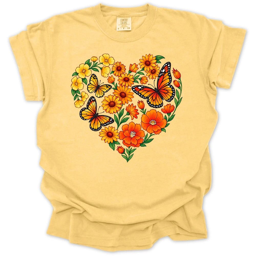 Butterfly Garden Heart T-shirt
