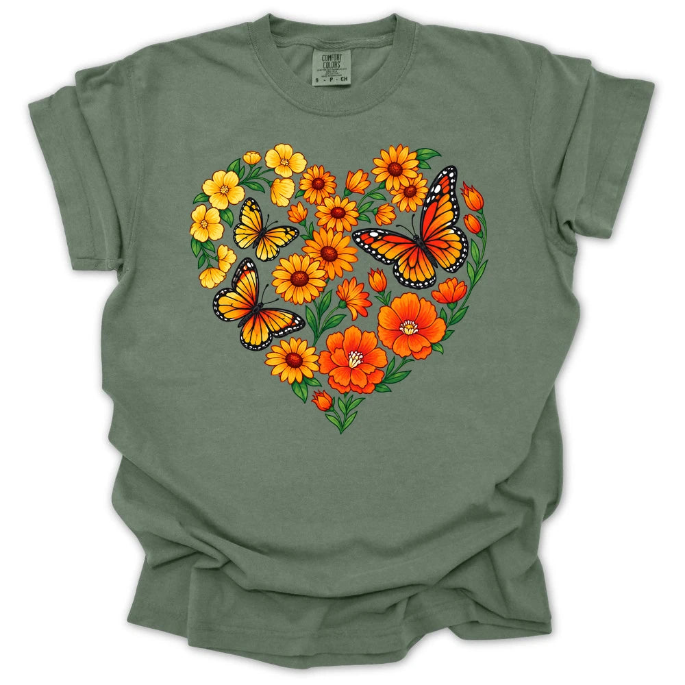 Butterfly Garden Heart T-shirt