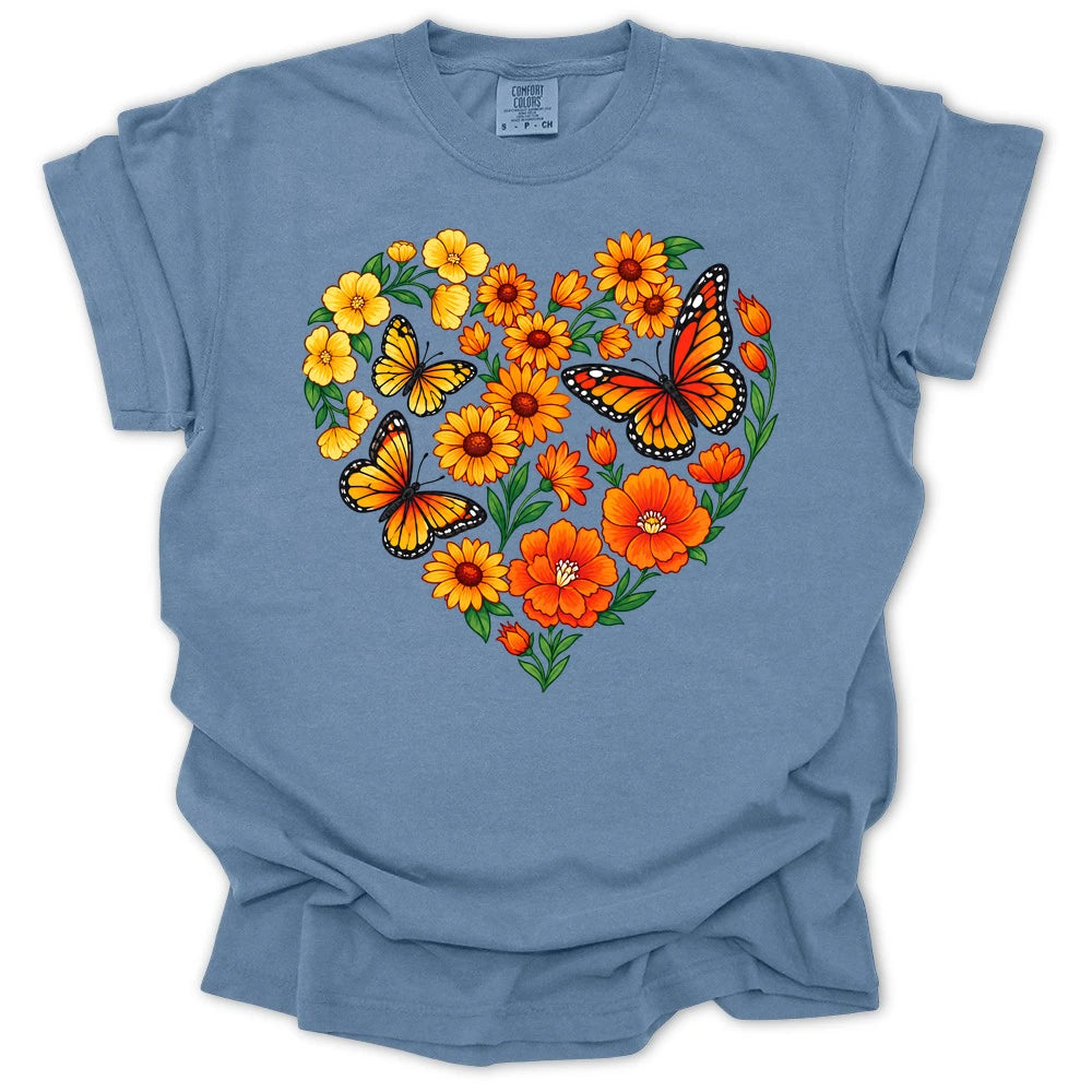 Butterfly Garden Heart T-shirt