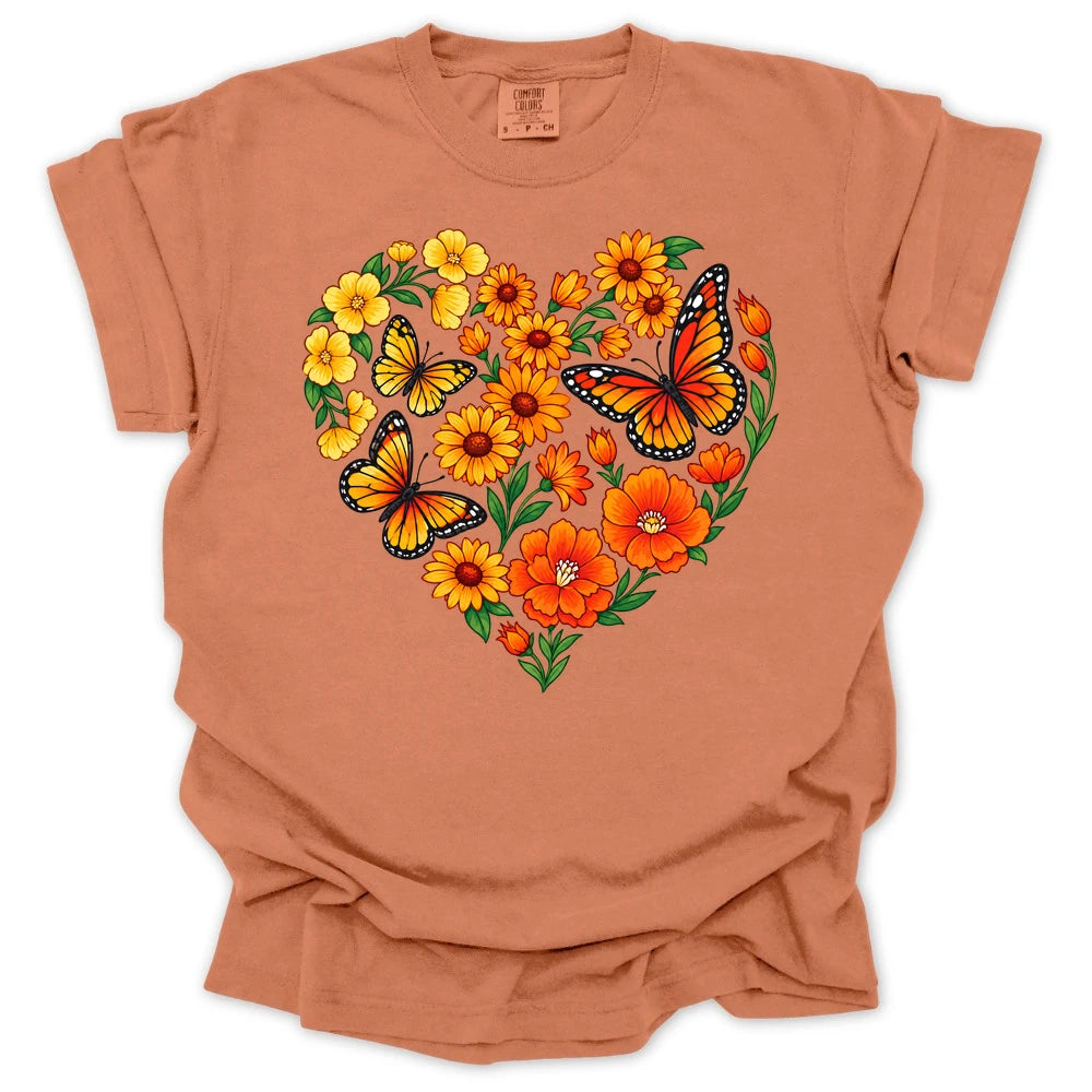 Butterfly Garden Heart T-shirt
