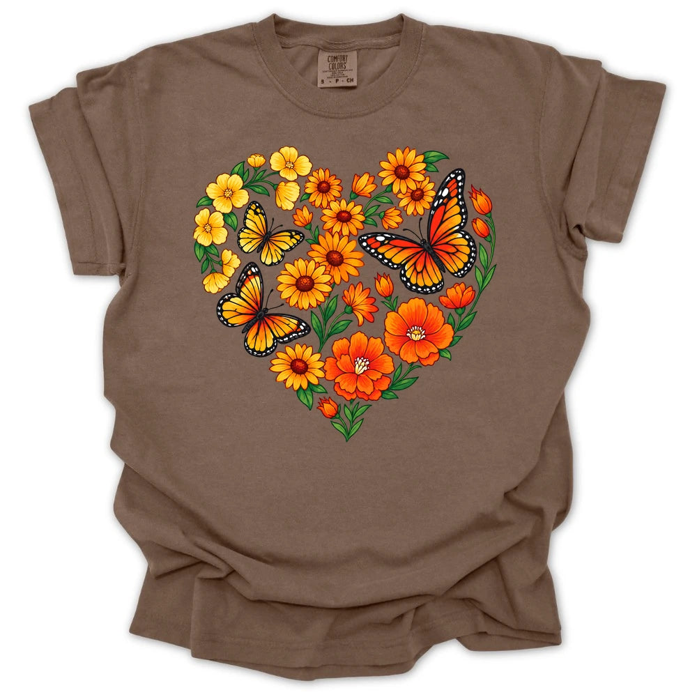 Butterfly Garden Heart T-shirt