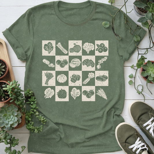 Checkered Vegetables T-Shirt