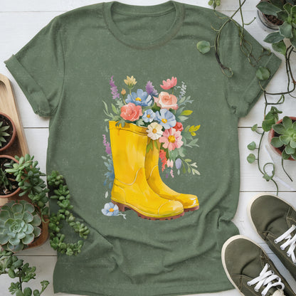 Floral Gardening Boots T-shirt