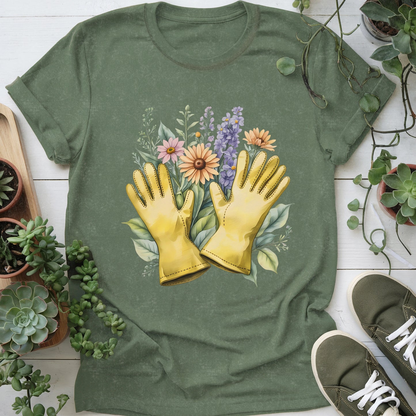Floral Gardening Gloves T-shirt