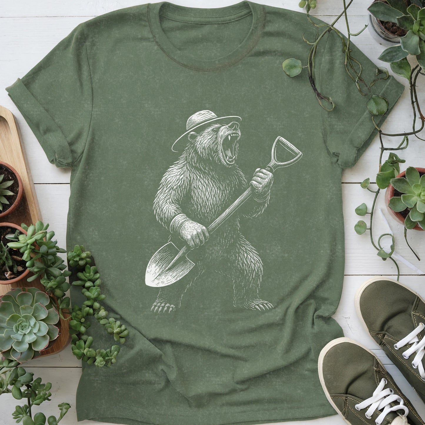 Gardening Bear Rock T-shirt