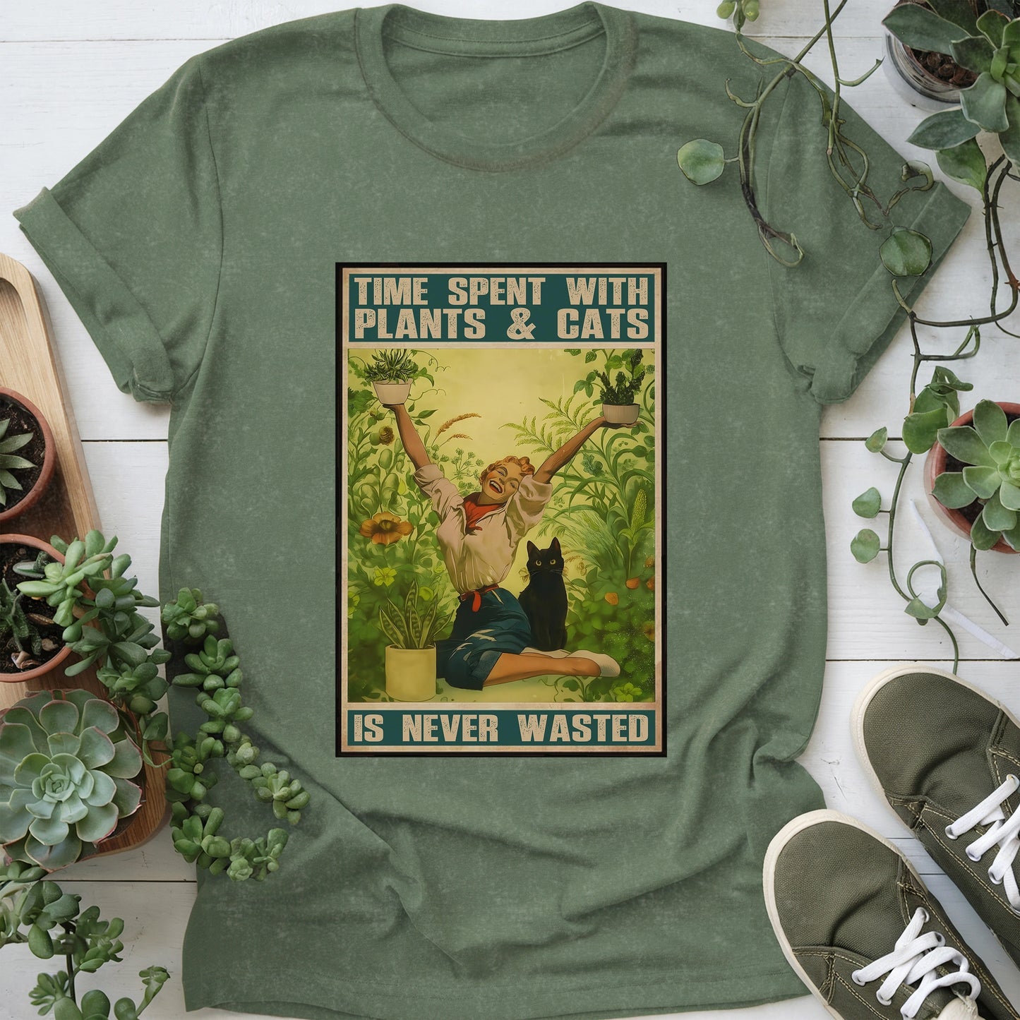 Spend Time With Plants & Cats T-shirt