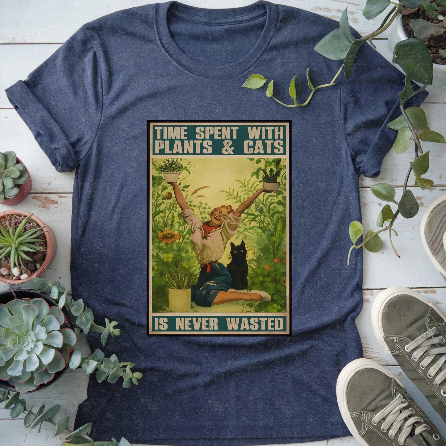 Spend Time With Plants & Cats T-shirt