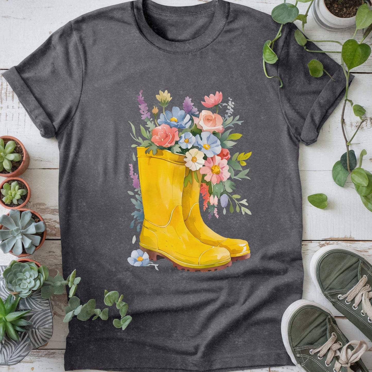 Floral Gardening Boots T-shirt