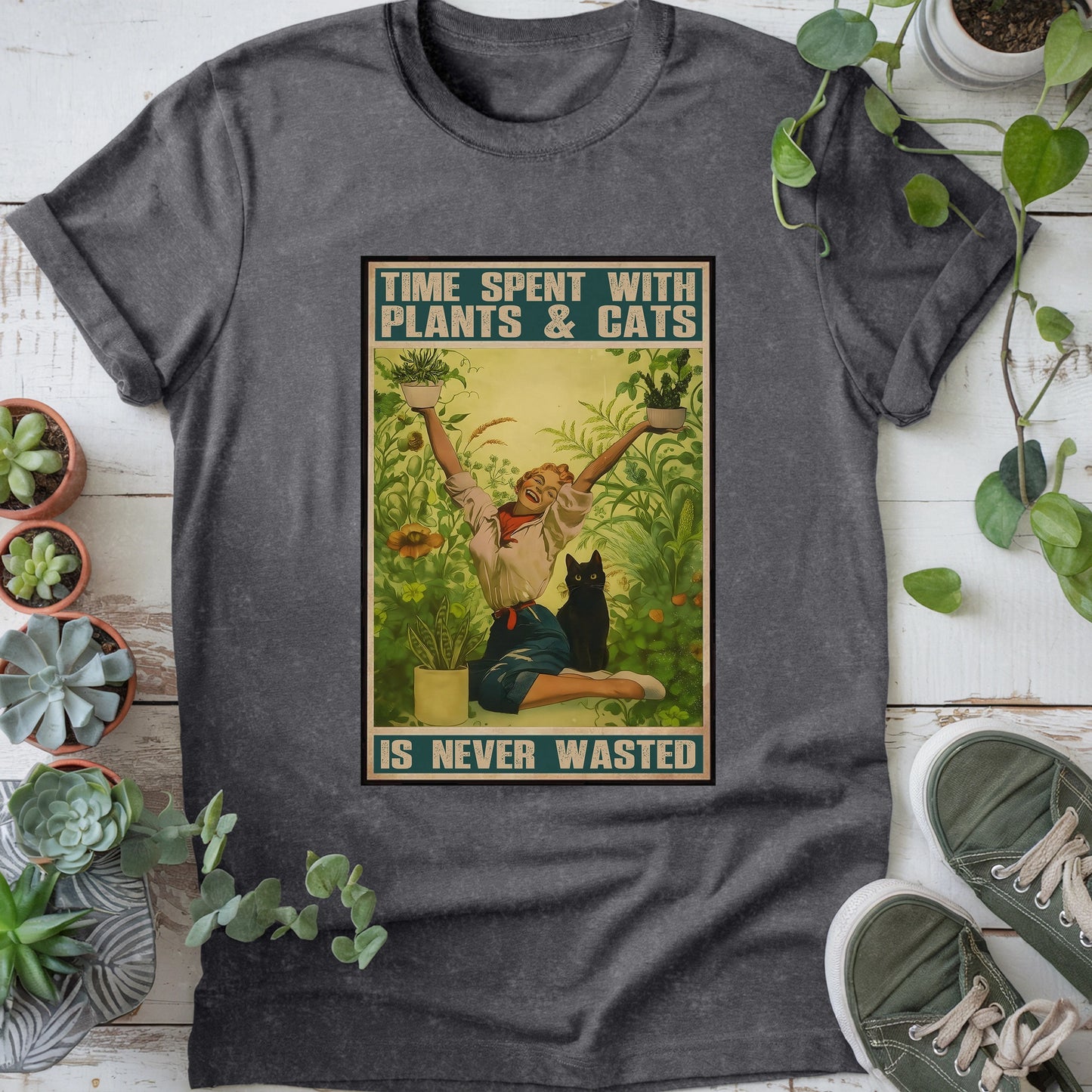 Spend Time With Plants & Cats T-shirt